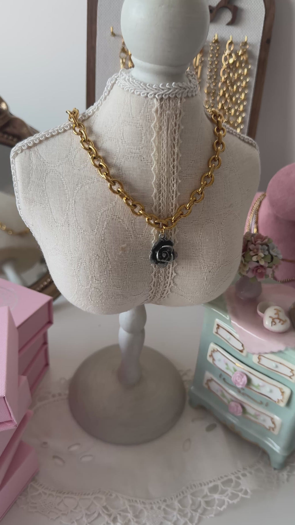 Midnight Rose Chain Necklace