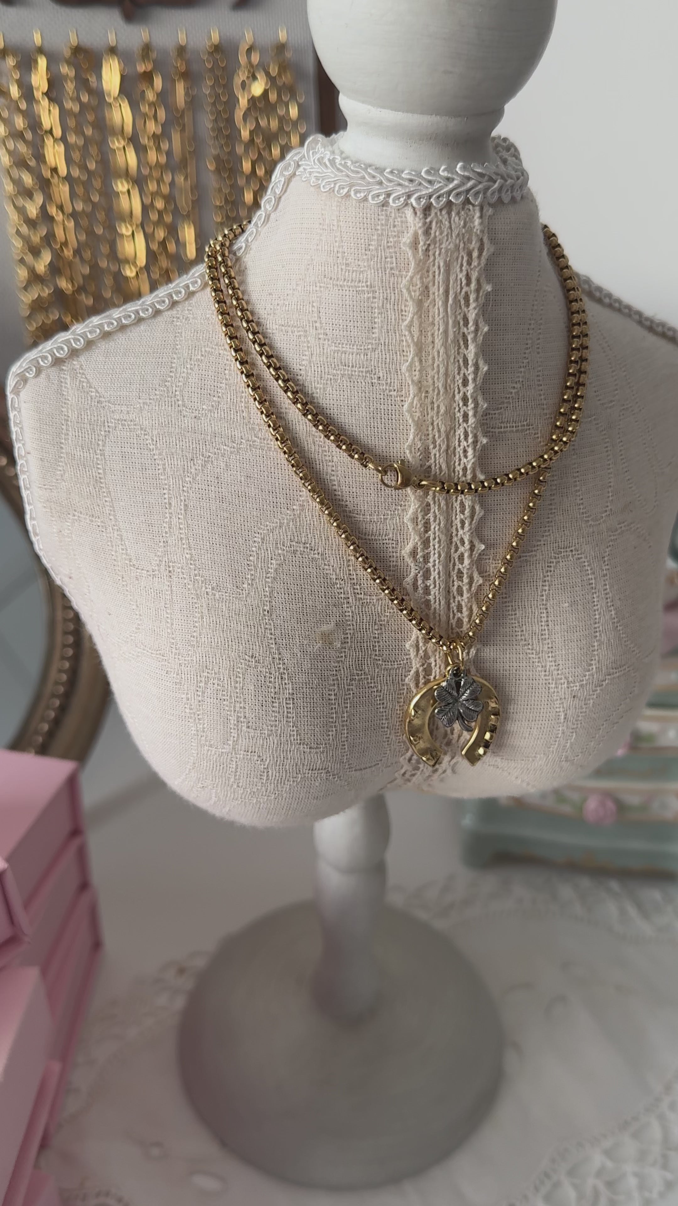 Lucky Clover Horseshoe Necklace
