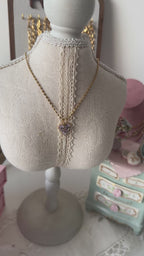 Lilac Fleur Heart Charm Necklace