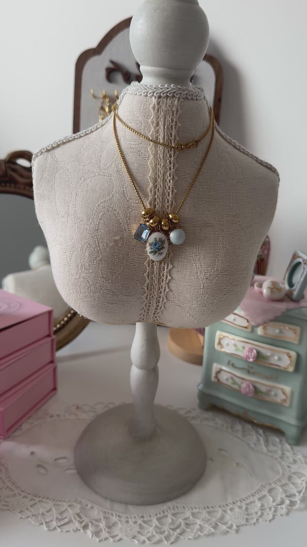 Blue Bloom Heirloom Charm Necklace