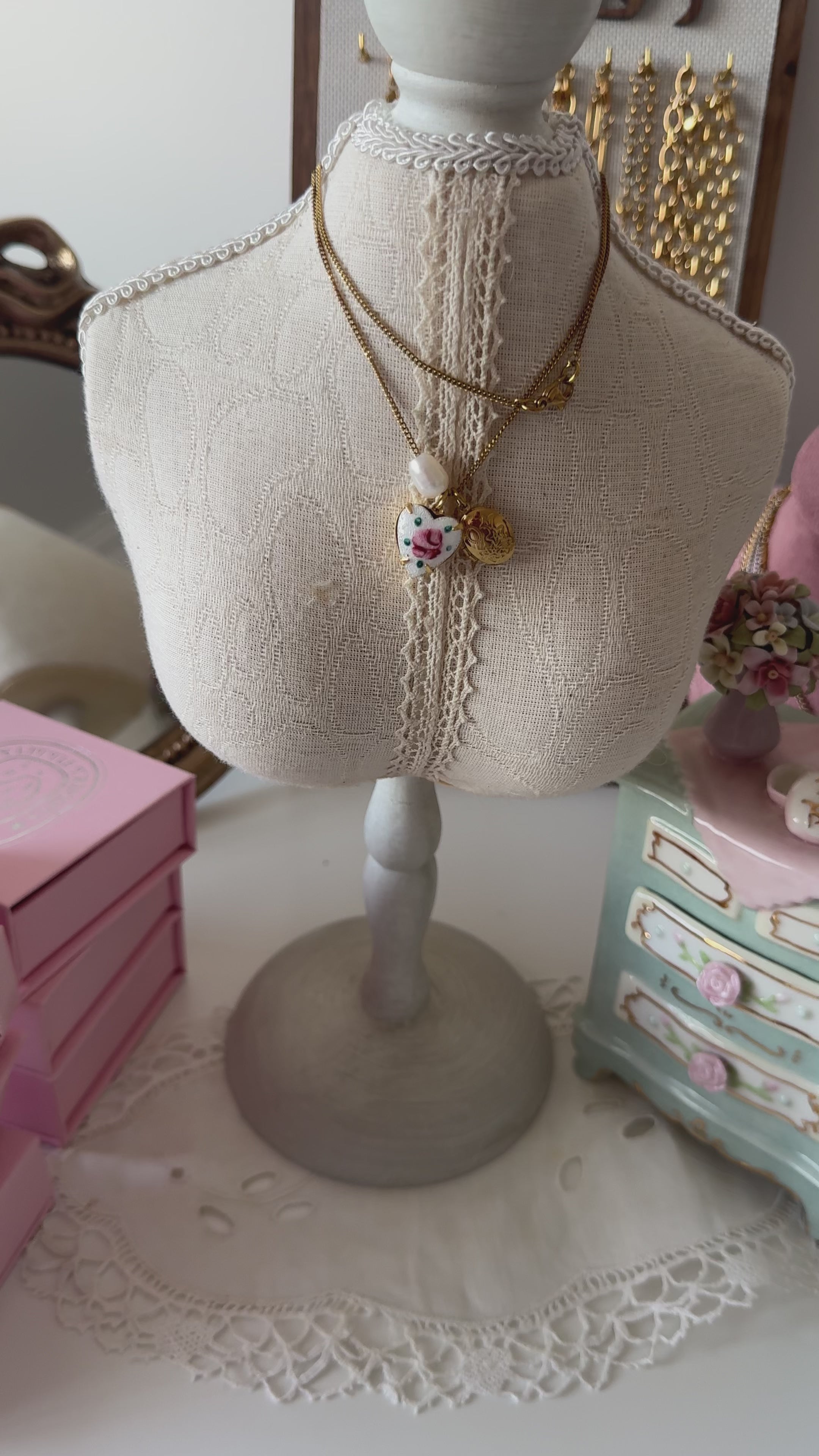 Rosé Heart Keepsake  Necklace