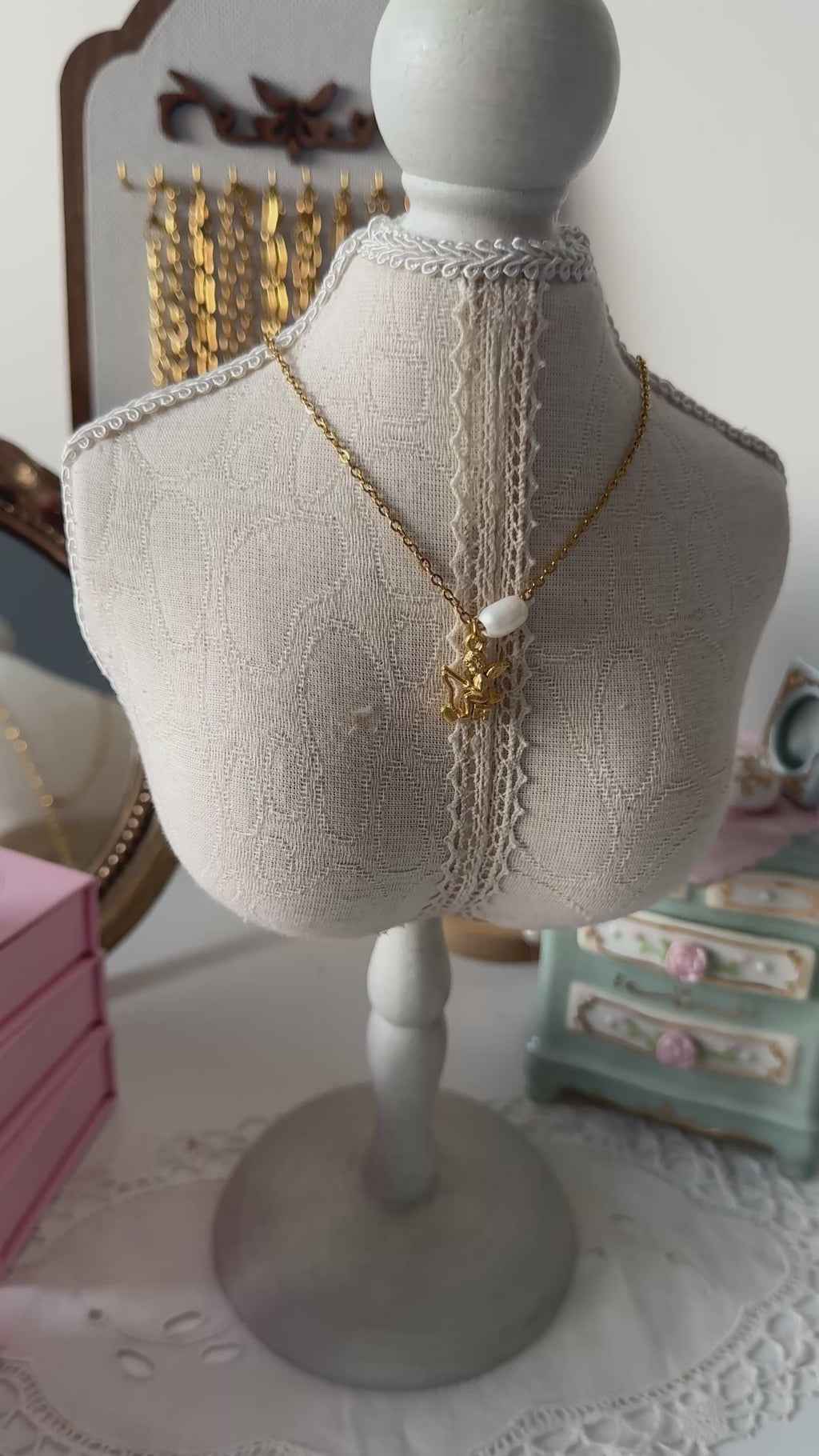 Cupid Pearl Charm Necklace
