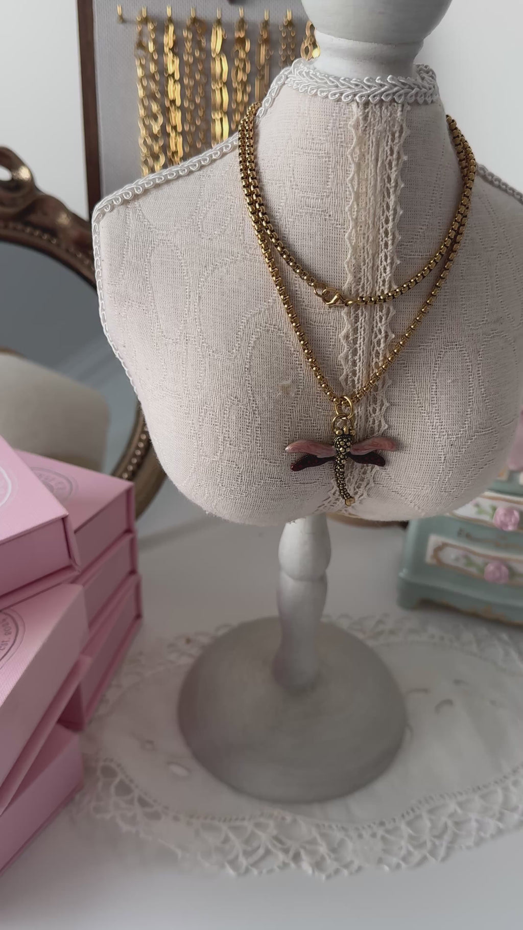 Blush Ember Dragonfly Necklace