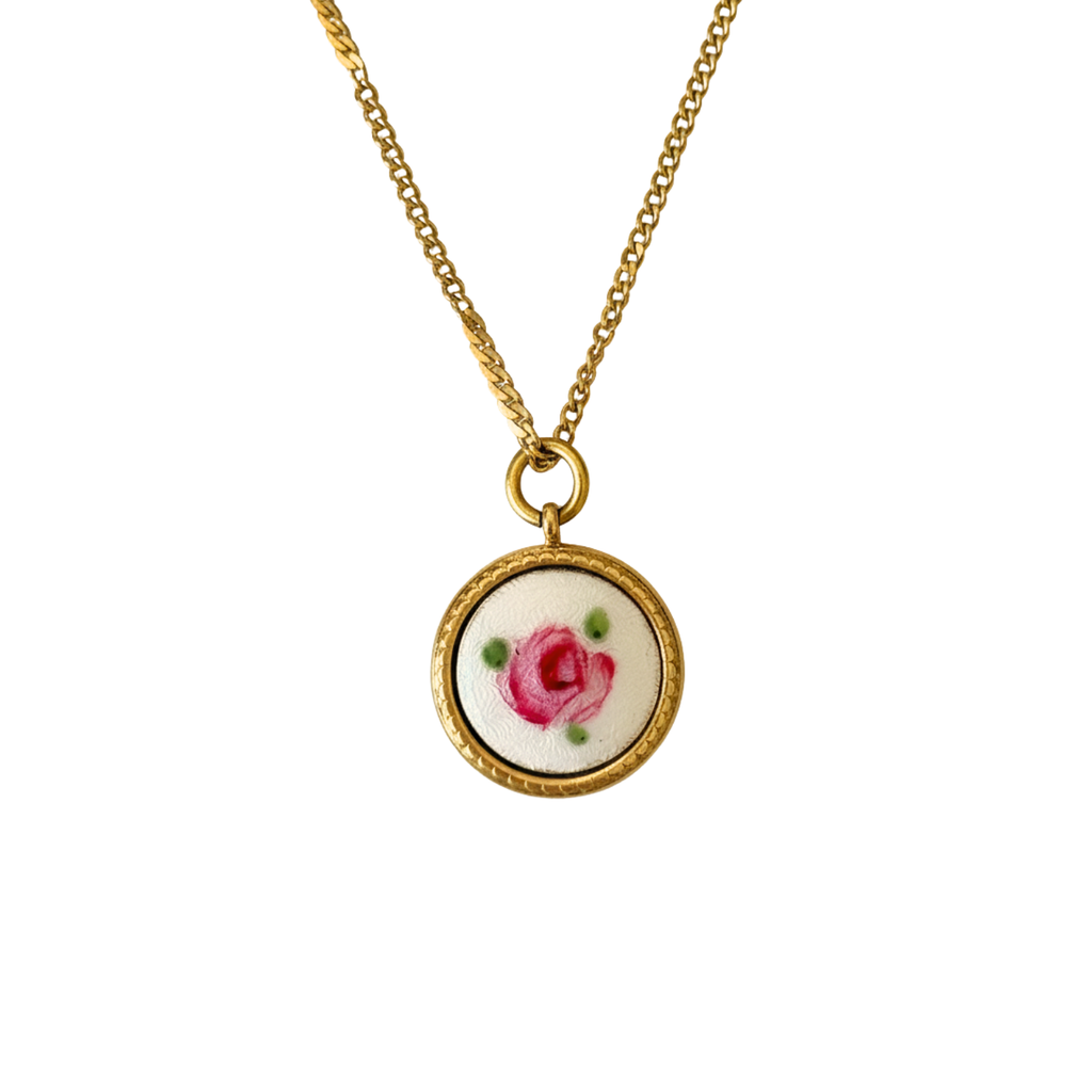 Rosette Porcelain Charm Necklace